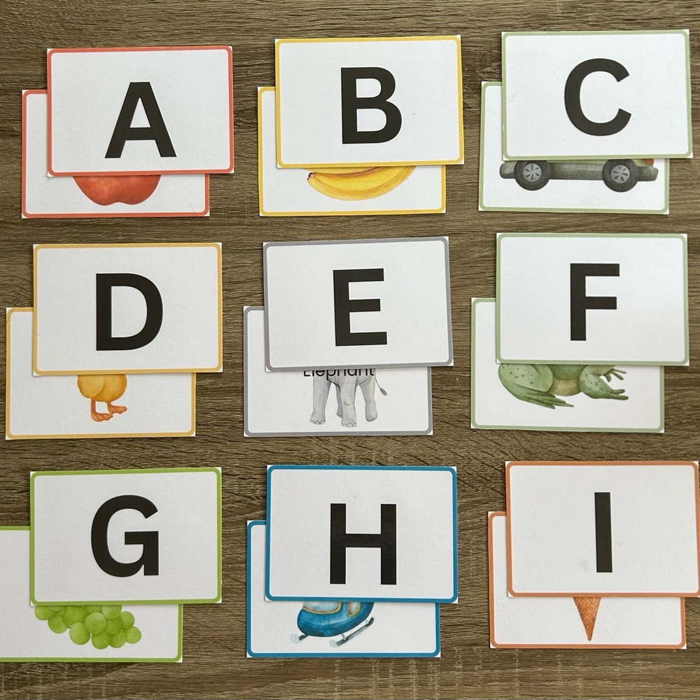 Handmade Colorful Montessori Alphabet Memory Match Flash Card for Kids Education - Picture 1 of 4
